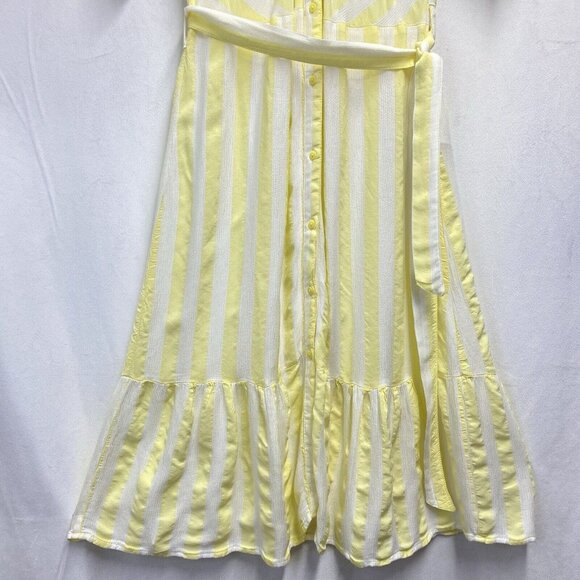 JACQUELINE DE YONG Split Crew Button-Up Belted Tiered Shirt Dress Women Size 38 - Picture 9 of 14